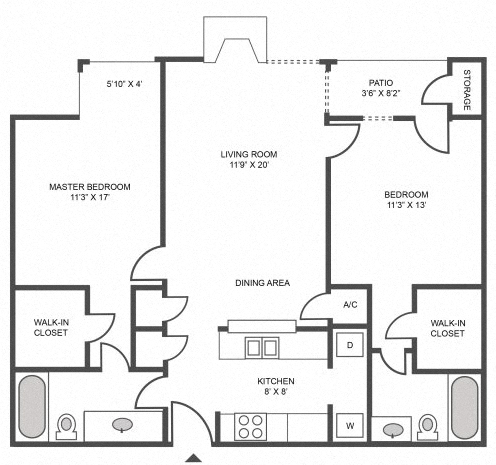 Floor plan layout diagram for 2B Renovation 3